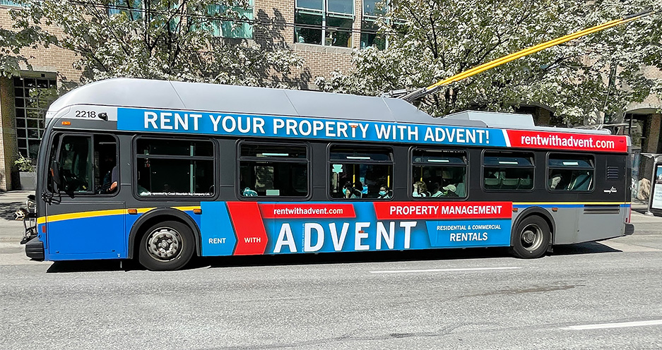 Rent with ADVENT Bus Advertisement 2022.