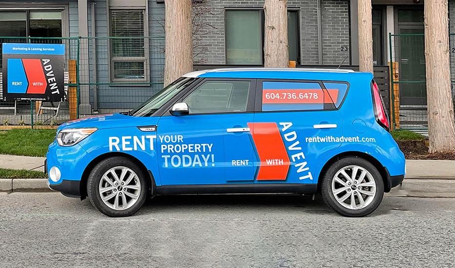 Rent with ADVENT Car Advertisement 2022.