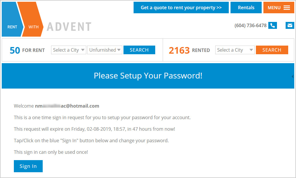 Request New Password - Signed In - Step 6