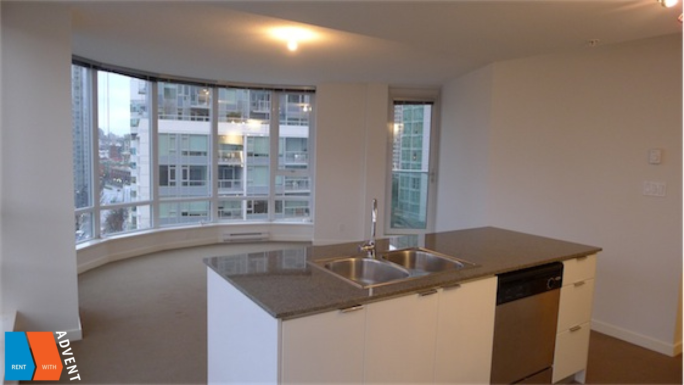 TV Towers 9th Floor 2 Bedroom Unfurnished Apartment Rental in Downtown Vancouver. 907 - 233 Robson Street, Vancouver, BC, Canada.