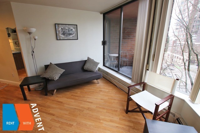 Fully Furnished 5th Floor 1 Bedroom Apartment Rental at Anchor Point in Downtown Vancouver. 505 - 1330 Burrard Street, Vancouver, BC, Canada.