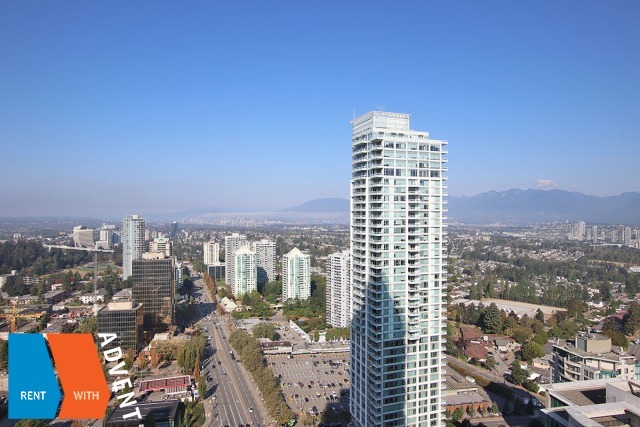Luxury 35th Floor City & Mountain View 1 Bed & Flex Apartment Rental at Station Square in Metrotown. 3506 - 6000 McKay Avenue, Burnaby, BC, Canada.